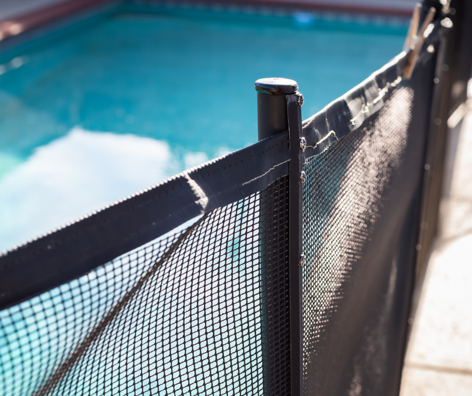Mesh Pool Safety Fence around pool perimeter. Pool Safety Solutions serving Brentwood, TN.  