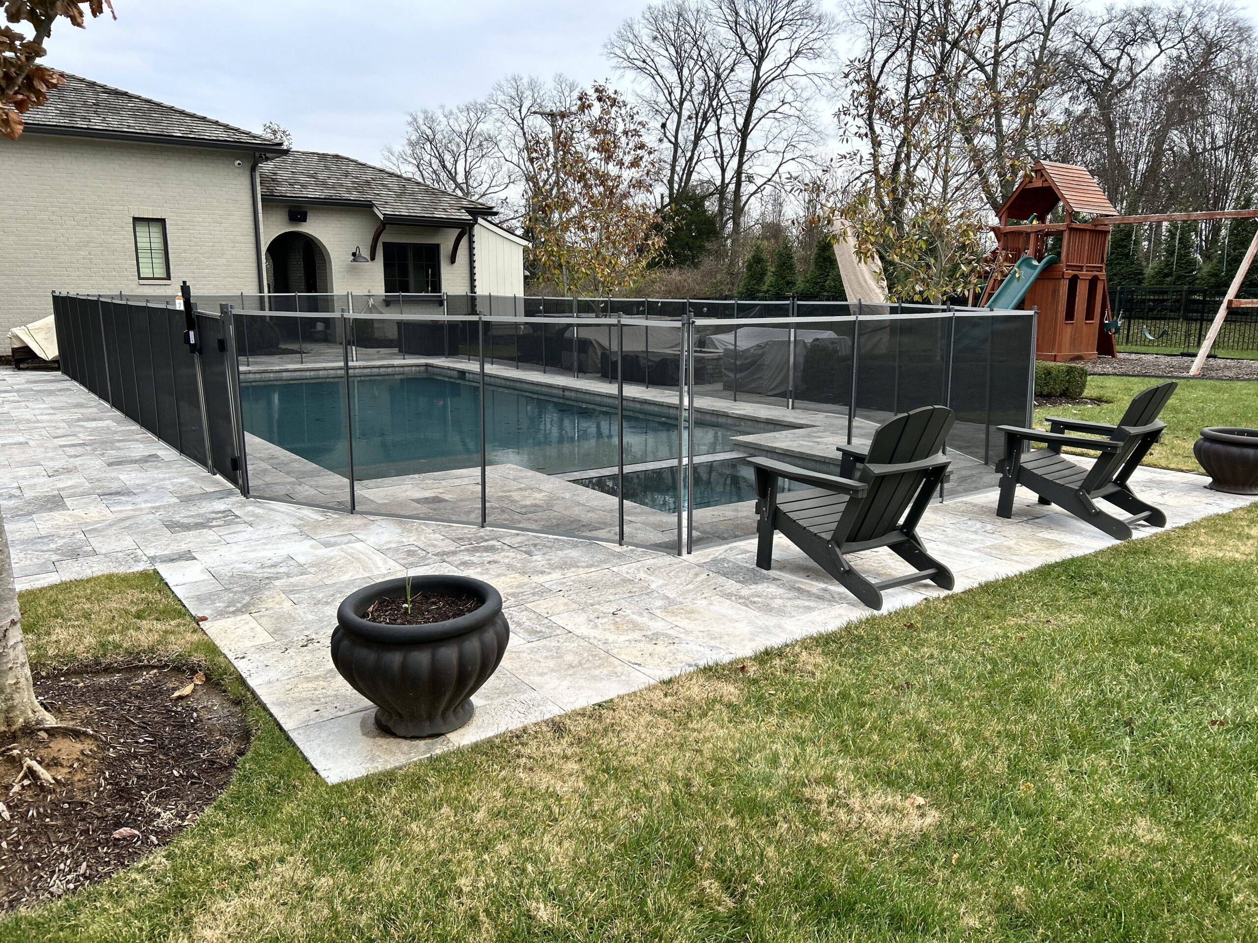 “Child-safe pool protection products” Removable mesh pool safety fencing installed in West End Nashville TN