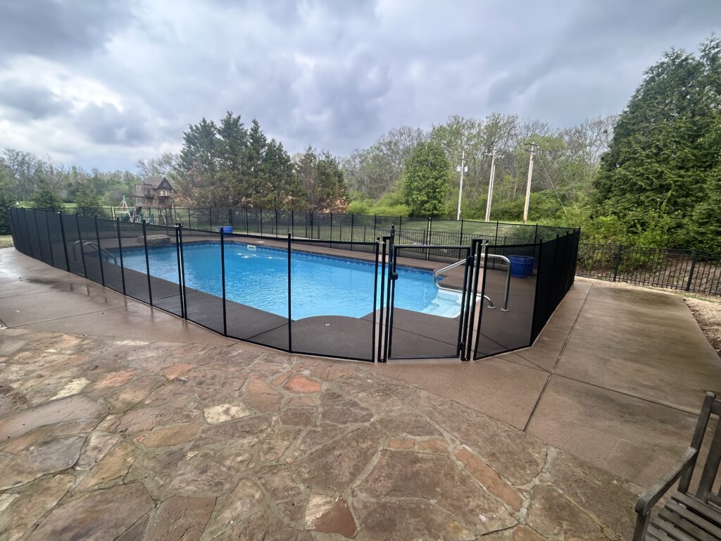Pool safety fence installation at a residential home in Davidson County, Tennessee