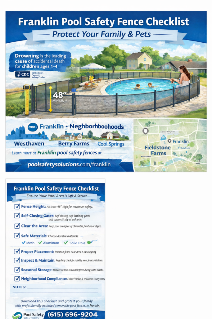 Infographic showing layers of pool safety protection in Franklin TN